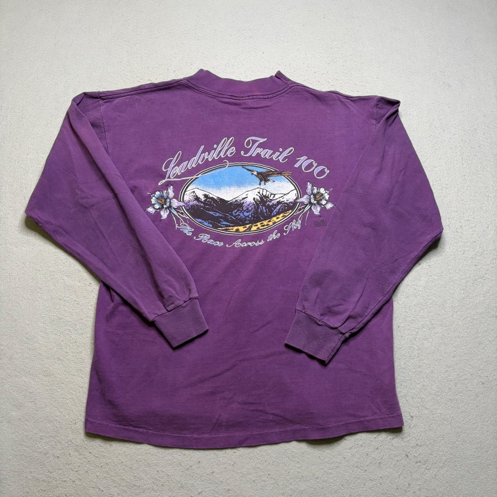 Signal Sports T-Shirt Mens L Purple Leadville Trail 100 Vintage 90s Long Sleeve